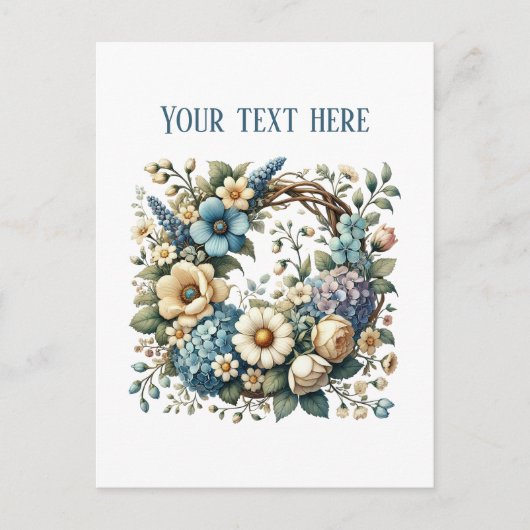 Eleganter Blumenkranz anpassbar Postkarte (Vorderseite)