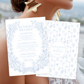 Eleganter Blumenkranz Details zur Hochzeit Begleitkarte