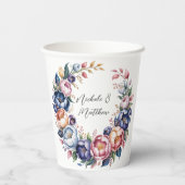 Eleganter Blumenkranz für Hochzeiten Pappbecher (Rückseite)