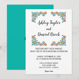 Eleganter Blumenkranz Hochzeit botanischer Vegetat Einladung