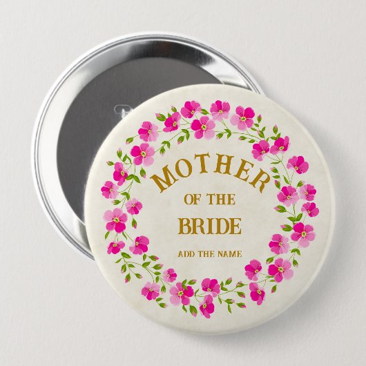 Eleganter Blumenkranz in Rosa für die Mutter der B Button (Vorne & Hinten)