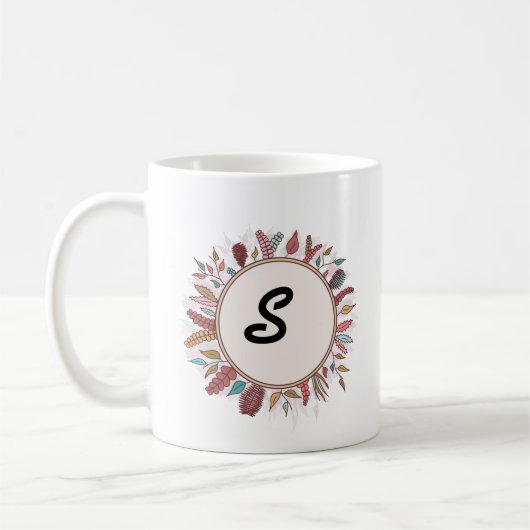 Eleganter Blumenkranz Mit Monogramm Kaffee-Tasse Kaffeetasse (Links)