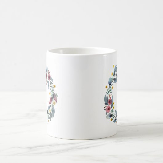 Eleganter Blumenkranz Mit Monogramm Kaffee-Tasse Kaffeetasse (Mittel)