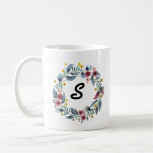 Eleganter Blumenkranz Mit Monogramm Kaffee-Tasse Kaffeetasse