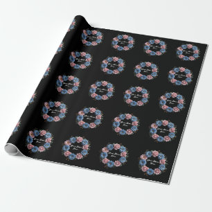 Eleganter Blumenkranz mit Rose und Dahlie personal Geschenkpapier
