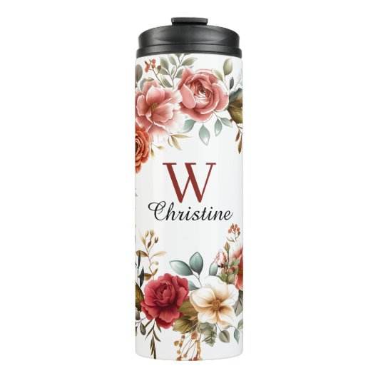 Eleganter Blumenkranz mit verdeckten Rose Thermosbecher (Vorderseite)