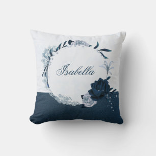 Eleganter Blumenkranz und staubige blaue Blumenkra Kissen