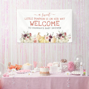Eleganter Blumenkürbis Herbst-Babyparty Banner