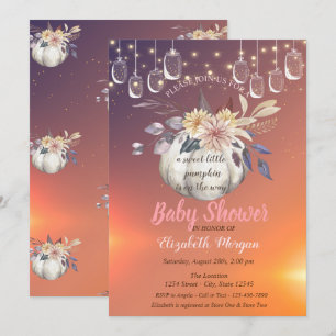 Eleganter Blumenkürbis, Licht, Babydusche Einladung