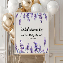 Eleganter Blumenlavender Baby Dusche Empfang Poster