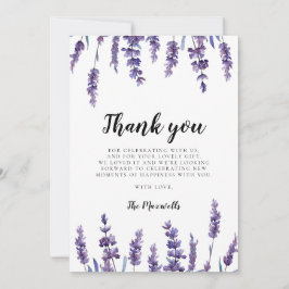 Eleganter Blumenlavender Baby Shower Dankeskarte