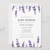 Eleganter Blumenlavender Baby Shower Einladung (Vorderseite)