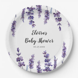 Eleganter Blumenlavender Baby Shower Pappteller