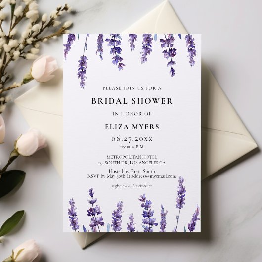 Eleganter Blumenlavender Bridal-Duschladen Einladung