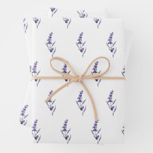Eleganter Blumenlavender Geschenkpapier Set