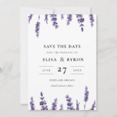Eleganter Blumenlavender Save the Date Einladung (Vorderseite)