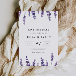 Eleganter Blumenlavender Save the Date Einladung