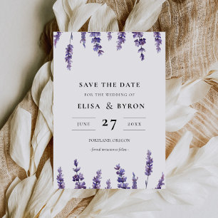 Eleganter Blumenlavender Save the Date Einladung