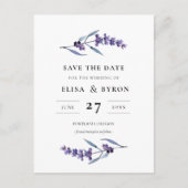 Eleganter Blumenlavender Save the Date Postkarte (Vorderseite)
