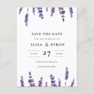 Eleganter Blumenlavender Save the Date Postkarte