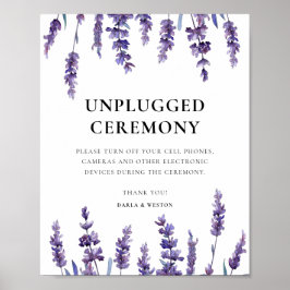 Eleganter Blumenlavender Unplugged Hochzeitsfeier Poster