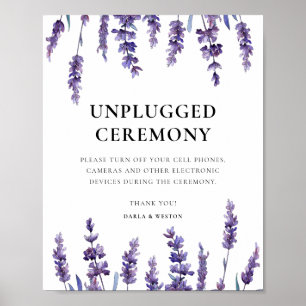 Eleganter Blumenlavender Unplugged Hochzeitsfeier Poster