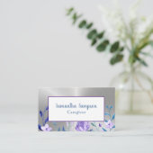 Eleganter Blumenlavender White Watercolor Caregive Visitenkarte (Stehend Vorderseite)