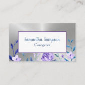 Eleganter Blumenlavender White Watercolor Caregive Visitenkarte (Vorderseite)