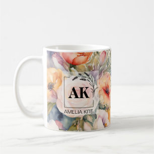 Eleganter Blumenmonogramm-Becher – Perfektes Hochz Kaffeetasse