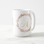 Eleganter Blumenmonogramm-Buchstabe A Keramik-Kaff Kaffeetasse (VorderseiteRechts)