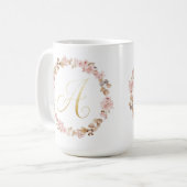 Eleganter Blumenmonogramm-Buchstabe A Keramik-Kaff Kaffeetasse (Vorderseite Links)