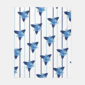 Eleganter Blumenmuster Streifen monochromatisch bl Fleecedecke (Vorderseite)