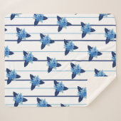 Eleganter Blumenmuster Streifen monochromatisch bl Sherpadecke (Vorderseite (Horizontal))