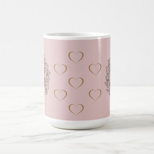 Eleganter Blumenname Initial Monogram Pink Black Kaffeetasse (Mittel)