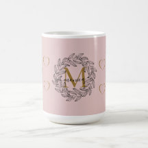 Eleganter Blumenname Initial Monogram Pink Black