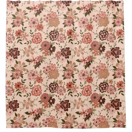Eleganter Blumenpeach Duschvorhang (Vorderseite)