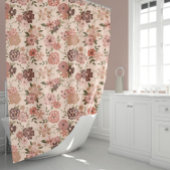 Eleganter Blumenpeach Duschvorhang