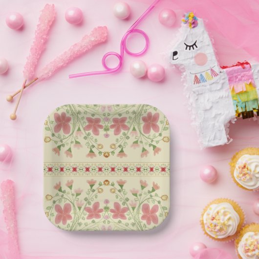 Eleganter Blumenplatz Pappteller (Party)