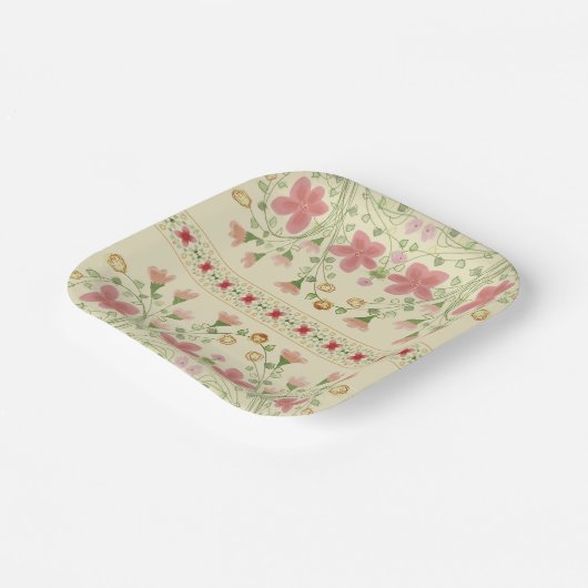 Eleganter Blumenplatz Pappteller (Gewinkelt)