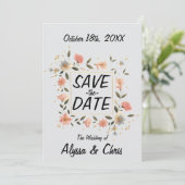 Eleganter Blumenplatz Save The Date (Stehend Vorderseite)