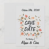 Eleganter Blumenplatz Save The Date (Vorne/Hinten)
