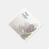 Eleganter Blumenprotea Lila Beige Wedding Napkins Serviette (Ecke)