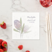 Eleganter Blumenprotea Lila Beige Wedding Napkins Serviette (Beispiel)