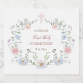 Eleganter Blumenrahmen Erste Kommunion Alkoholflaschenetikett (Einzelnes Label)