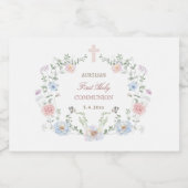 Eleganter Blumenrahmen Erste Kommunion Schaumweinetikett (Einzelnes Label)