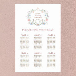 Eleganter Blumenrahmen Erste Kommunion Seating Cha Poster