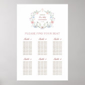 Eleganter Blumenrahmen Erste Kommunion Seating Cha Poster (Vorne)