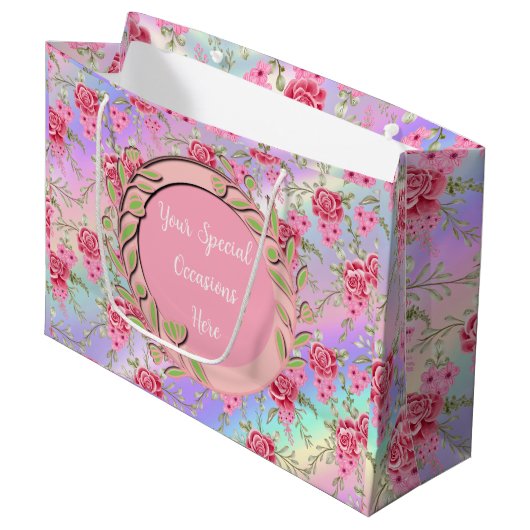 Eleganter Blumenrahmen: für jeden Anlass Große Geschenktüte (Vorderseite Schrägansicht)