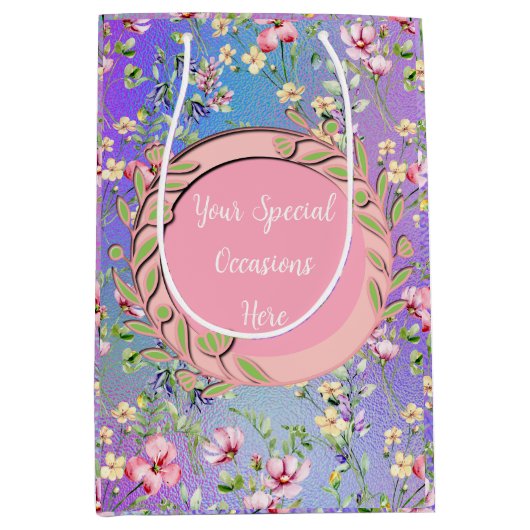 Eleganter Blumenrahmen: für jeden Anlass Mittlere Geschenktüte (Vorderseite)