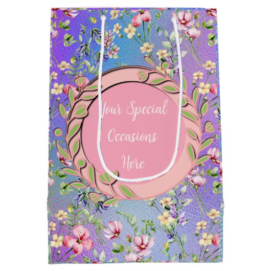 Eleganter Blumenrahmen: für jeden Anlass Mittlere Geschenktüte (Rückseite)